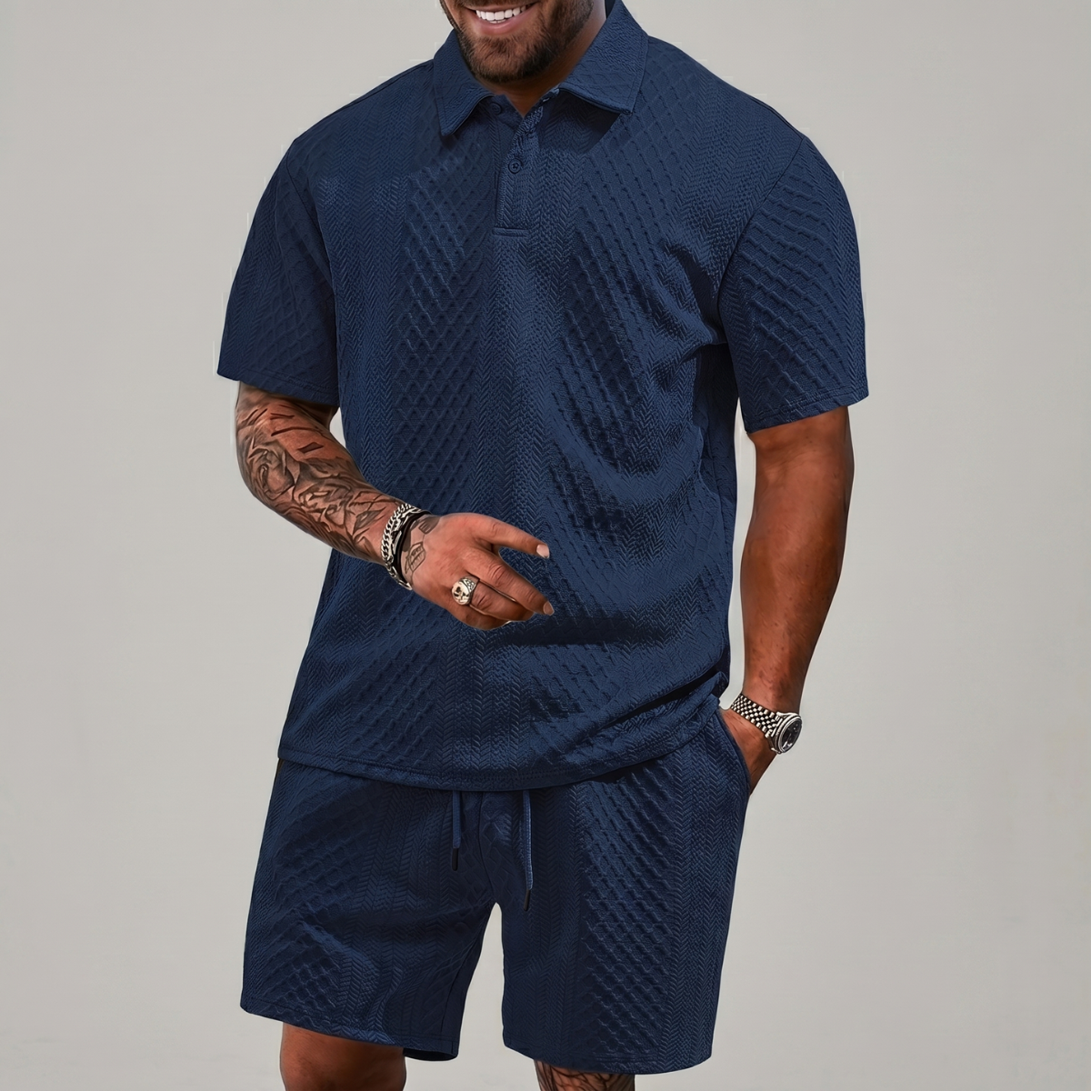 Conjunto De Ropa Hombre 2 Piezas: Playera Tipo Polo Y Short