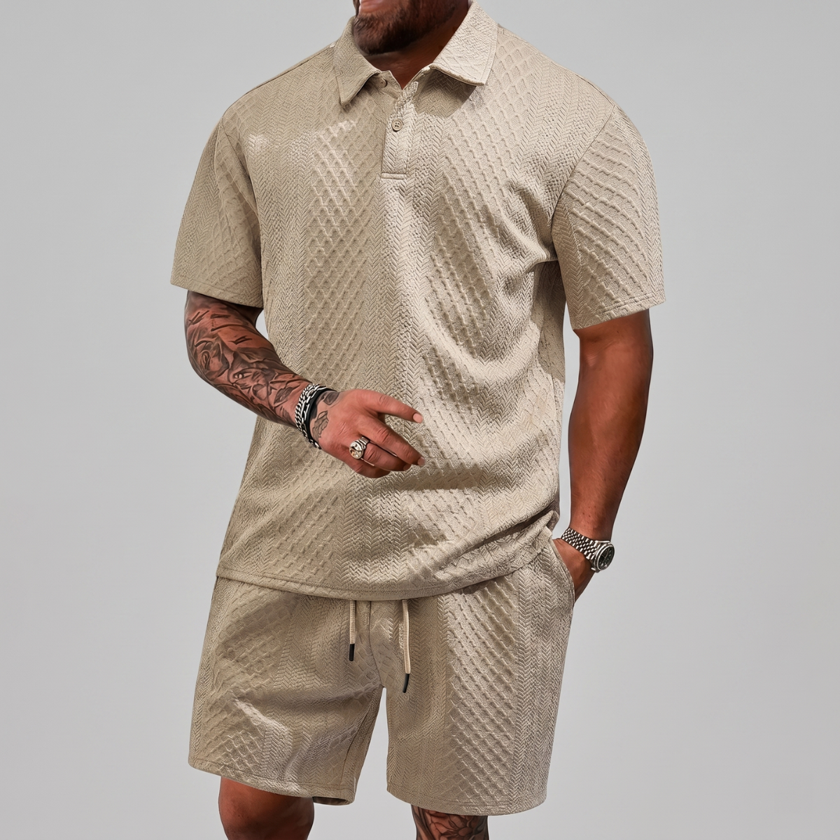 Conjunto De Ropa Hombre 2 Piezas: Playera Tipo Polo Y Short