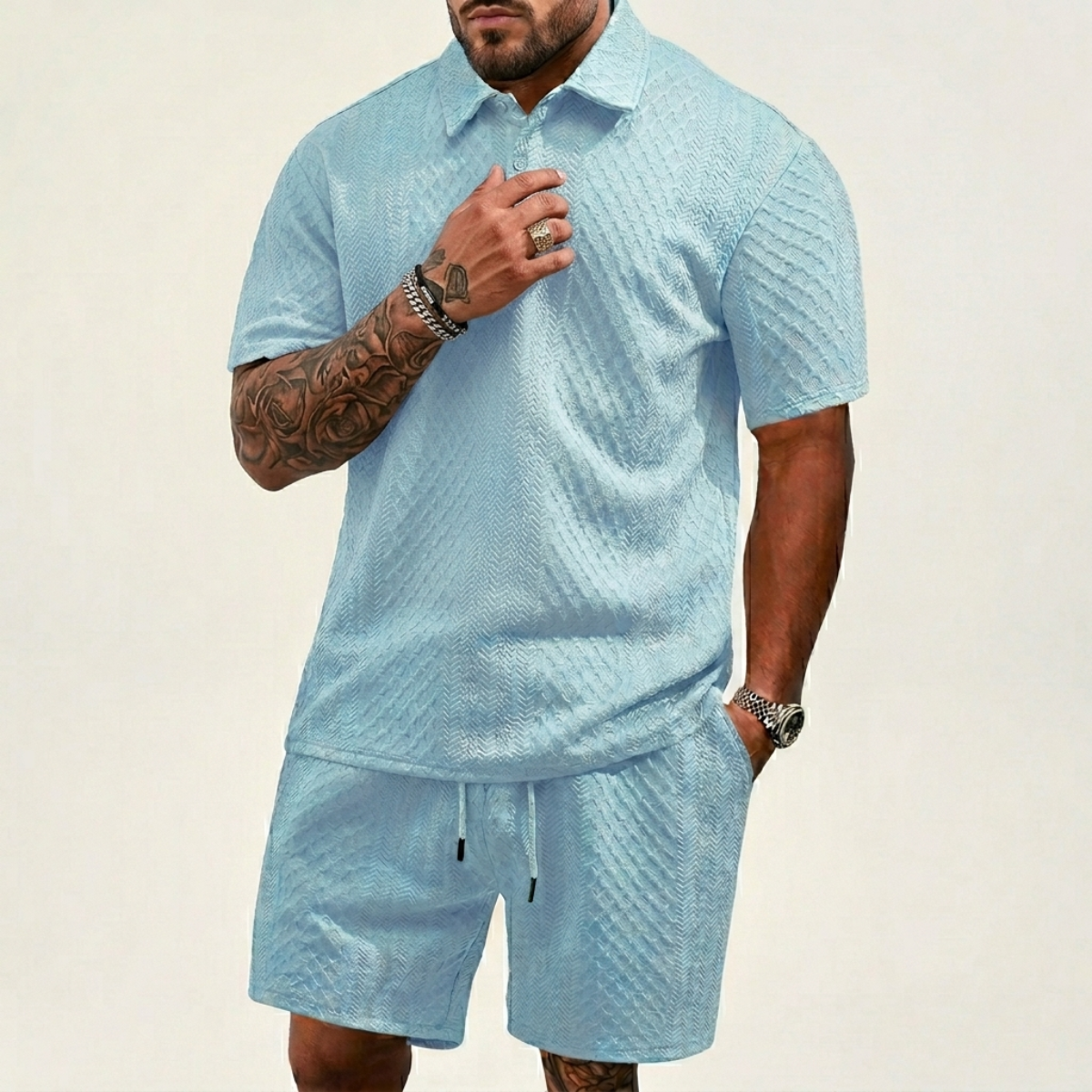 Conjunto De Ropa Hombre 2 Piezas: Playera Tipo Polo Y Short